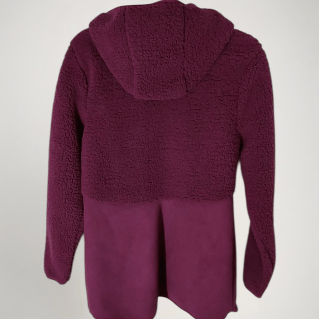 Giacca felpa con cappuccio pile prugna Fila Sport M donna zip morbida foderata sherpa Y2K accogliente