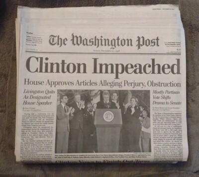 The Washington Post December 20, 1998 Clinton Impeached Full Paper 