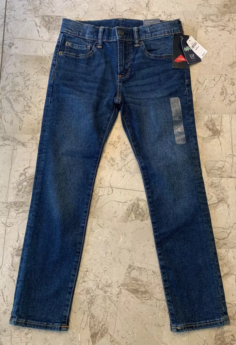 New GAP Boys Size 8 Regular High Skinny Stretch Denim Blue Jeans