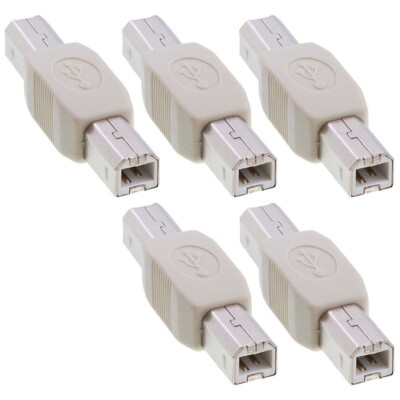 5 Pcs USB Type B Male to Male Coupler Printer Scanner Adapter Gender Changer
