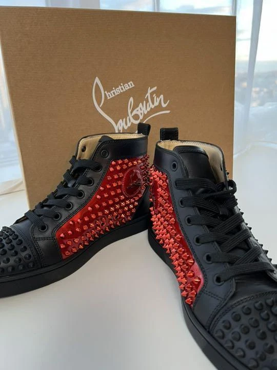 Christian Louboutin High-top sneakers Shoes 39 BLACK/POMPEI Authentic Men  Used