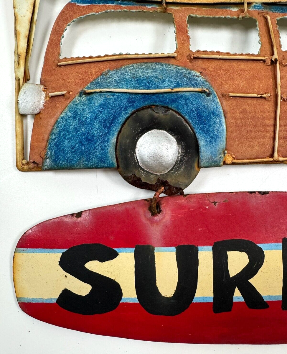 Panneau métal vintage Gone Surfing vague woodie surf surf planches