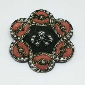 brooch vtg popesco enamel rhinestone catherine deco france