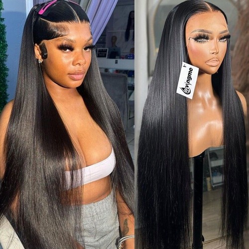 13x4 Lace Frontal Human Hair Wigs Straight 32 inch 4x4 Transparent For Women - Foto 7 di 13