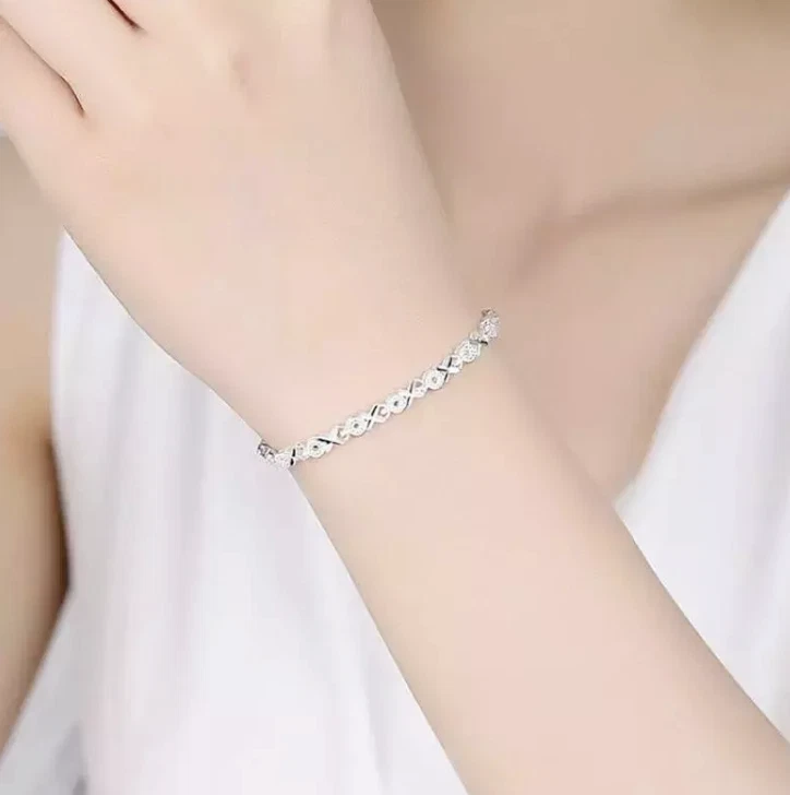 Armband Silber 925 Damenarmband Frauenarmband Kreis/Kreuz Design Modeschmuck - Bild 2 von 4