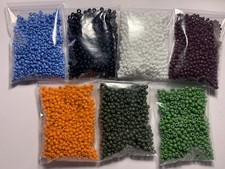 8/0 Lot 7 Colors 28 Grams Each Color Opaque Glass Seed Beads
