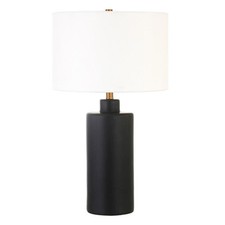 Henn Hart 14" Matte Black Ceramic/Fabric Table Lamp