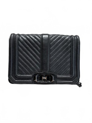 Rebecca Minkoff 'Love Chevron' Quilted Crossbody Bag Black Leather Chain