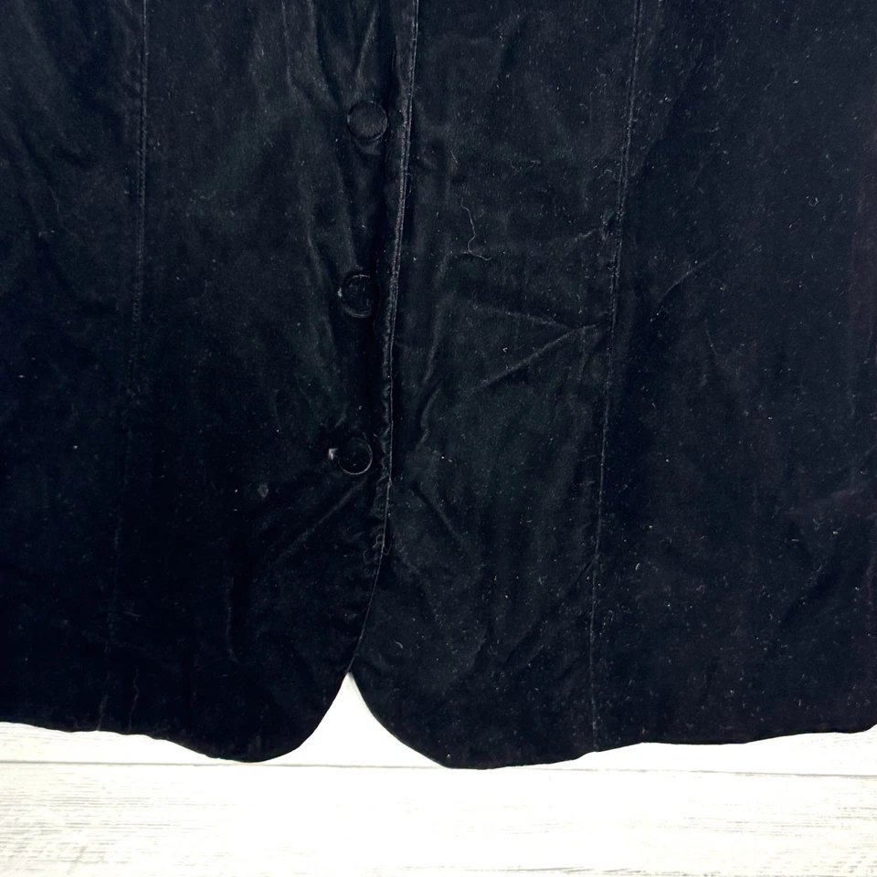 Chaleco Vintage Talbots Talla 12 Negro Terciopelo Botón Largo Más Largo Hecho en EE. UU. Foto 4 de 4