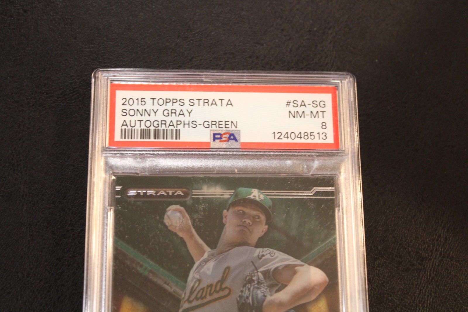 2015 Topps Strata - Autograph - Green - Sonny Gray 29/75 - PSA NM-MT 8 view 3
