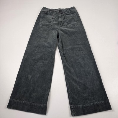 Dear John Pants Womens 27 Gray Corduroy Cropped Wide Leg Patch Pockets Casual