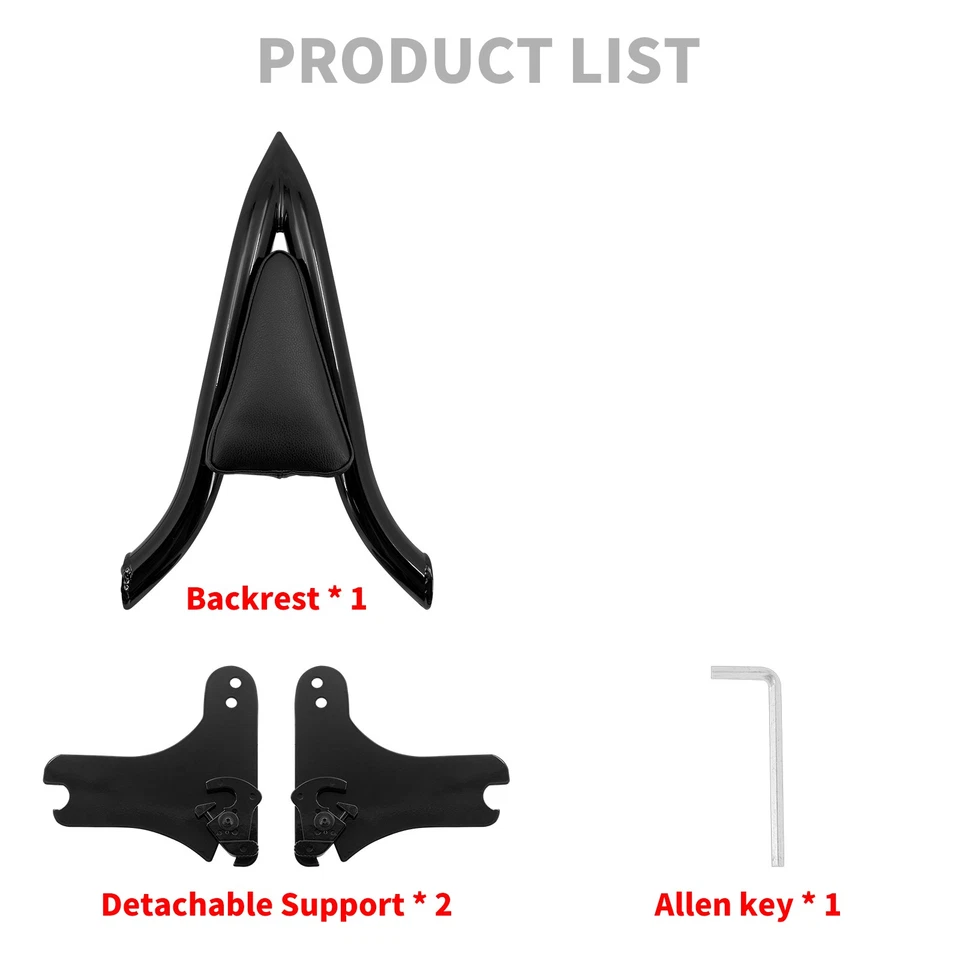 Black Detachable Backrest Sissy Bar For Harley Touring Road King Glide 1997-2008 - Image 2 of 4