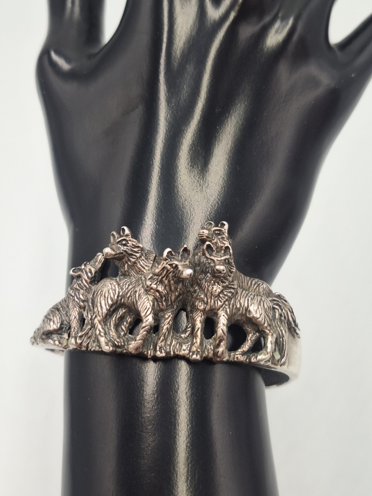 Ted Ott Sterling Silver Wolfpack Cuff Bracelet Vi… - image 2