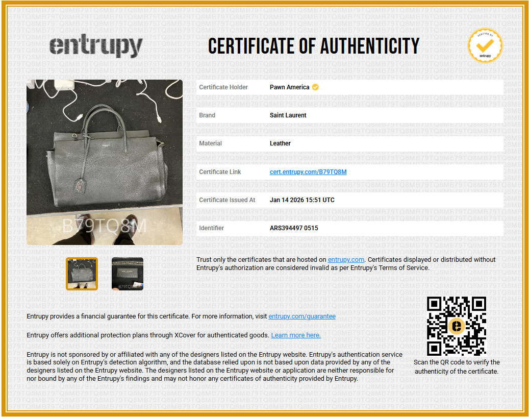 Saint Laurent Cabas Rive Gauche Grained Leather Tote Bag - 14.2" x 9.4" x 6" thumbnail 11