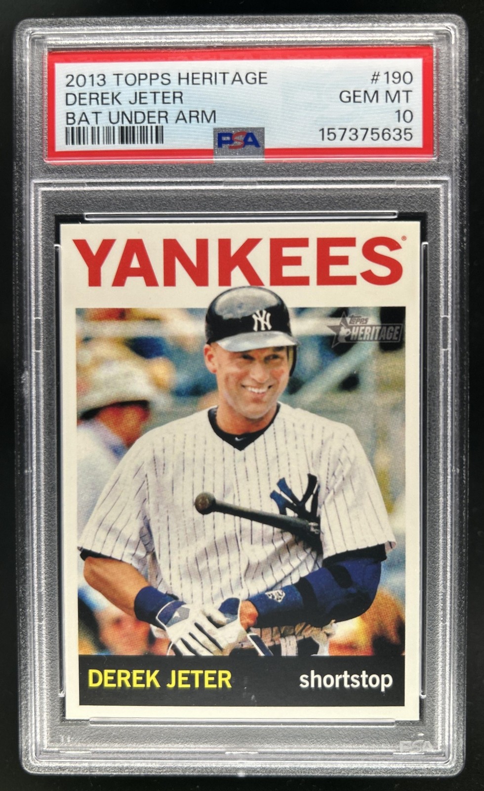 2013 Topps Heritage Derek Jeter Image Variation SP #190 PSA 10 GEM Mint Yankees view 1