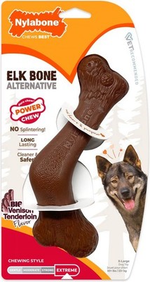 Nylabone Power Chew Elk Bone Alternative X Large Durable Dog Toy Venison Flavor