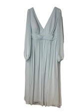 AZAZIE Maxi Dress Bridesmaid Formal Size C/XL Sky Blue Chiffon Gathered Sleeve