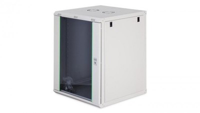 Szafa sieciowa wisząca Dynamic 19 16U rack 600x600, drzwi szyba, szary, niezłożo