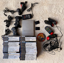 Sony PS2 Slim Silver Console Bundle 2 Controllers Buzz Buzzers 36 Games PAL UK