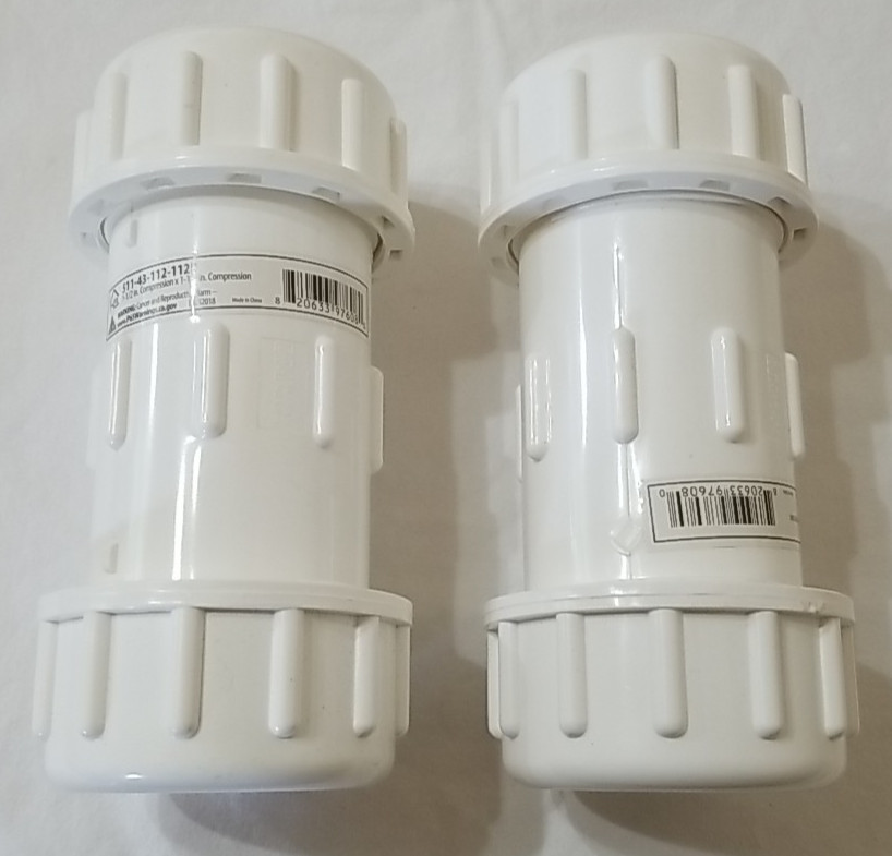 2 HomeWerks 1-1/2" x 1-1/2" Dia. Compression Fitting PVC Compression Coupling