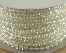 4Mm Faux Pearl Plastic Beads on a String Craft Roll Clear Irridescent by DPC