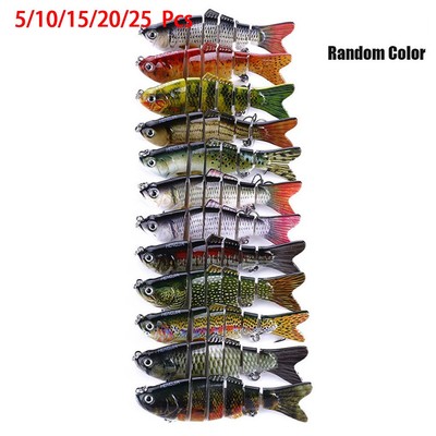 20Pcs Bionic Multi Sections Artificial Fishing Lure, Plastic Hard Wobbler Bait