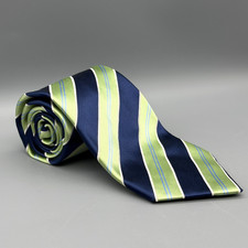 IZOD 100% Silk Mint & Navy Stripe Necktie Cla...