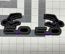 Angry Coyote Head Purple Eye 5.0 Emblem Badges M-bkblk Fender Aggressive Racing