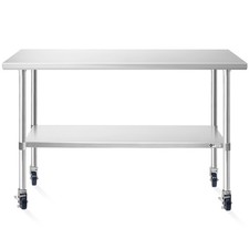 24x60 Stainless Steel Prep Table with Casters, NSF Commercial Restaurant Kitchen