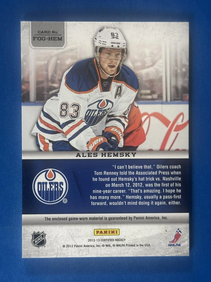 2012-13 Panini Certified Fabric of the Game Ales Hemsky Jersey #/299 Oilers - Image 2 of 2