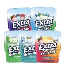 EXTRA Refreshers Sugar Free Chewing Gum Bulk, 40 Pcs Per 4 Pack .All Flavors 
