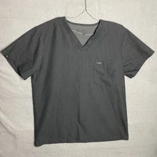 FIGS Men's Leon Gray Three-Pocket Scrub Top Medical Nurse V-Neck Size Large