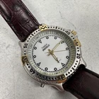 Vintage Timex Watch Mens 32mm Rotating Bezel Indiglo Brown Leather New Battery