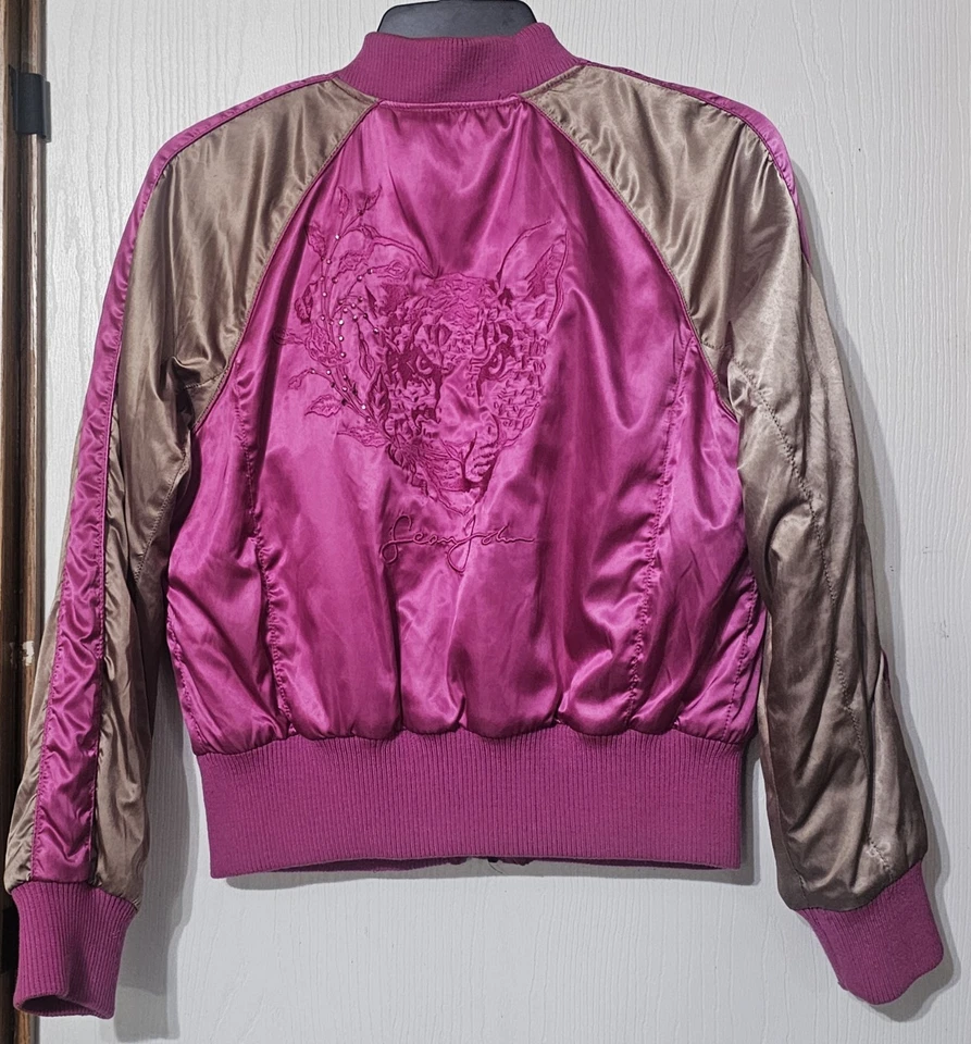 Chaqueta Bomber Vintage Sean John Satén con Tigre Bordado Para Mujer Talla XL Foto 2 de 4
