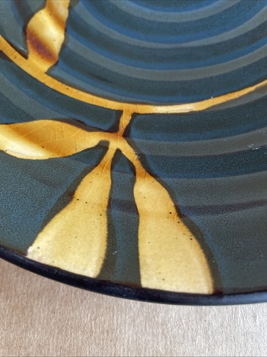 Pier 1 Dakara Dinner Plates 11" Set 2 Blue Gold Hand Painted Stoneware - Picture 9 of 9