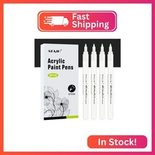 SFAIH White Paint Markers Pens - 4 Pack 0.7MM Fine Tip Acrylic White Permanent M