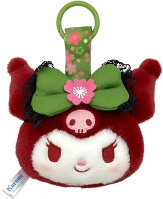 Sanrio Kuromi Sakura Cherry Blossom Face Plush Mascot Keychain Matcha Green New