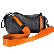 Christian Dior Flight Denim Oblique Shoulder Bag Orange Logo Rare USED 1201O