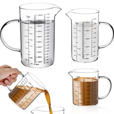 3 Pack Glass Measuring Cups,1-Cup,2-Cup,4-Cup Measuring Jugs with Handle &V S...