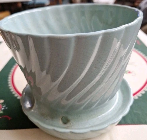 Vintage Mccoy Swirled Planter MCM Aqua 326-6 Beautiful