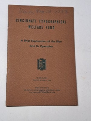 1953 Cincinnati Typographical union Welfare Fund Booklet