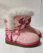 Juicy Couture Toddler Girls Fur Lined Winter Boots Size 6 Pink Sparkle Bow