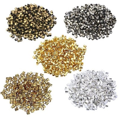 500 Pieces Crimp Tube Beads Small, Gold/Silver/Gun black/Bronze/KC gold