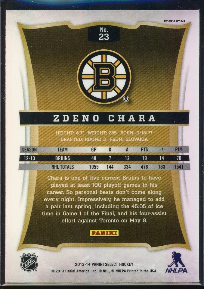 2013-14 Select Prizms #23 Zdeno Chara - Image 2 of 2