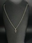 1mm ,14K Solid Yellow Gold Cross Pendant Necklace-18" Forze Chain-1.76g 585 Gold — photo 1
