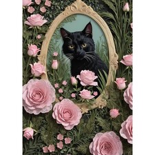 Cat Diamond Art Kits for Adults Beginners, Black Cat Diamond Painting Kits fo...