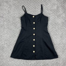 Urban Outfitters Dress Womens Small Black Linen Blend Button Mini Boho Goth