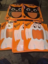 Lot Of 5 Halloween Candy Tote Bags 13x12 Black Cat And Boo The Ghost