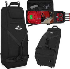 Large Rolling Baseball Bag with Wheels,Softball Catcher Gear Bag for 4 Bats,Port