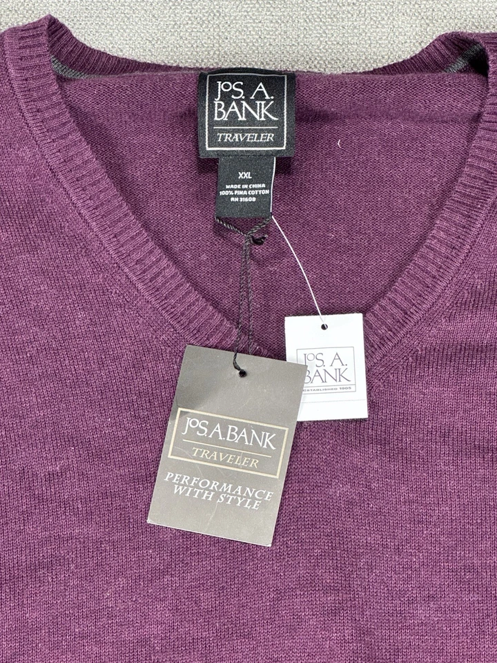 Новый Jos. A. Bank путешественник свитер мужской XXL красный Пима хлопок длинным рукавом с Ярлыками - Изображение 2 из 4